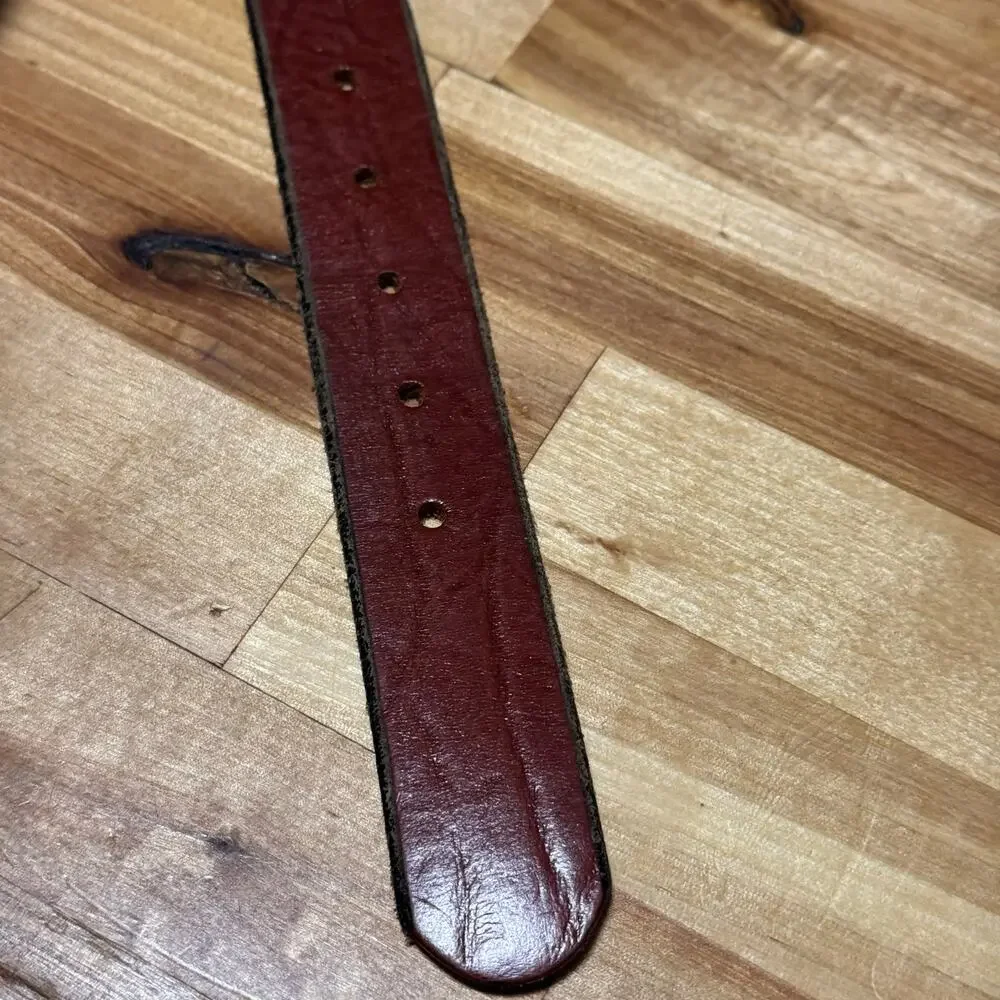 Oil Tanned Top Grain Cowhide Men Belt Size 34/36 Rust Brown Leather Brass Buckle